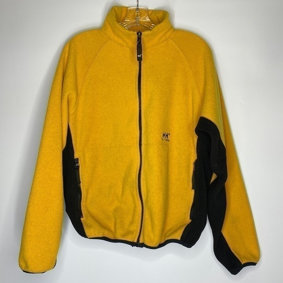 Vintage Helly Hansen Yellow Fleece Full Zip Jacket Size Small - Picture 1 of 7